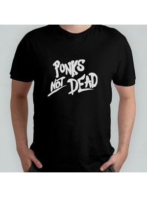 Pixxa Punk's Not Dead Unisex %100 Pamuklu Bisiklet Yaka T-Shirt Model 3