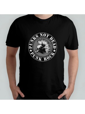 Pixxa Punk's Not Dead Unisex %100 Pamuklu Bisiklet Yaka T-Shirt Model 4