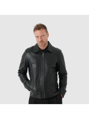 Siyah TOGO Erkek Deri Mont [810043] Hakiki Deri ile Günlük Kullanıma Uygun