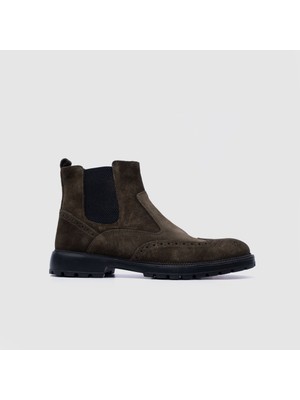 Togo Haki Yeşil Hakiki Deri Erkek Chelsea Bot [052159]