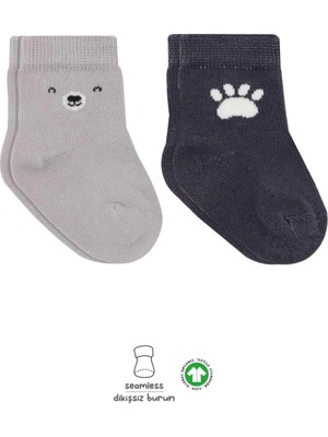 Bistyle Bear Penye Soket Çorap 2'li BS10116 Gri