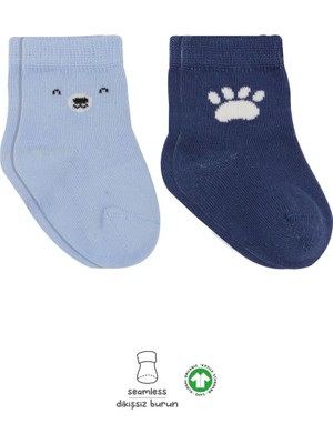 Bistyle Bear Penye Soket Çorap 2'li BS10116 Mavi