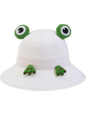 Kitti Bebe Hasır Şapka ( 2-6 Yaş ) Y24700-05 Beyaz