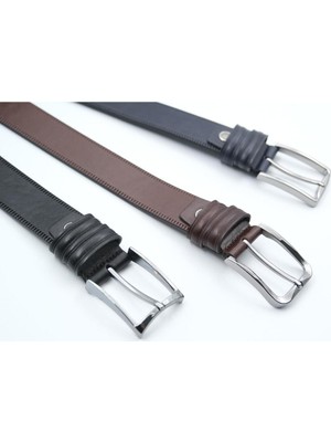 Mod Derma Kenarları Çizgi Baskılı Hakiki Dana Derisi Erkek Kemer