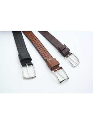 Mod Derma Örgü Desenli Hakiki Deri Erkek Kemer