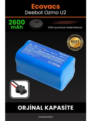 Robo-Mi Ecovacs Deebot Ozmo U2 2600mAh Robot Süpürge Bataryası - Koruma Katmanlı Batarya Teknolojisi