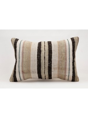 El Yapımı Kilimden Yapılmış Vintage Kırlent Kılıfı, Yün, 40X60 cm