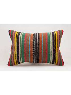 El Yapımı Kilimden Yapılmış Vintage Kırlent Kılıfı, Yün, 40X60 cm