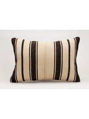 El Yapımı Kilimden Yapılmış Vintage Kırlent Kılıfı, Yün, 40X60 cm