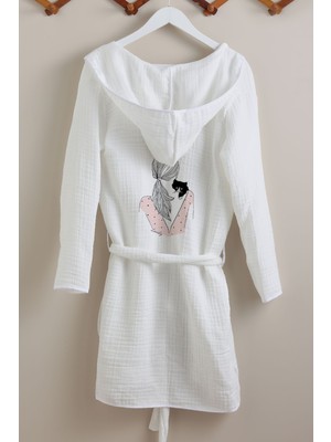 Tuğba Kuğu 4 Kat Müslin Bornoz - Young Serisi - Kedili Kız