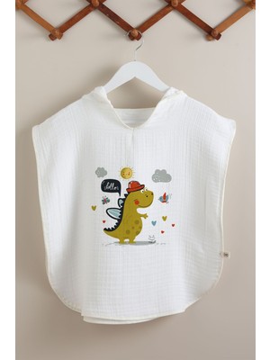 Tuğba Kuğu 4 Kat Müslin Panço - For Baby Serisi - Sevimli Dinozor