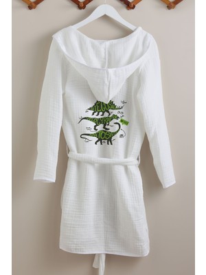 Tuğba Kuğu 4 Kat Müslin Bornoz - Young Serisi - Üçlü Dinozor