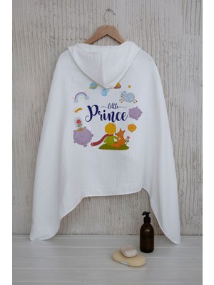 Tuğba Kuğu 4 Kat Müslin Kapüşonlu Havlu - For Baby Serisi - Kırmızı Atkılı Küçük Prens