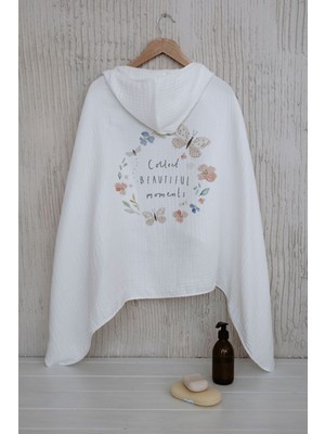 Tuğba Kuğu 4 Kat Müslin Kapüşonlu Havlu - Royal Series - Flower Dream