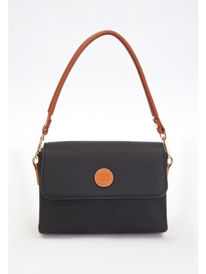 Siyah-Camel Petek Desen Baget El Çantası