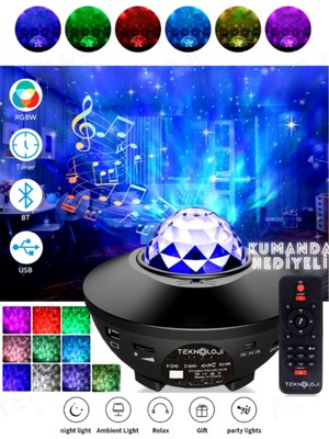 Teknoloji Gelsin Galaksi Projektör Gece Lambası Bluetooth Hoparlör Disko Topu Yıldızlı Rgb Star Light Tavan Aydınltma