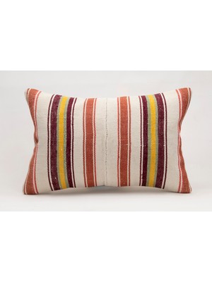 El Yapımı Kilimden Yapılmış Vintage Kırlent Kılıfı, Yün, 40X60 cm