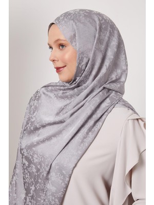 Gri Çiçek Desen Italyan Jakar Şal