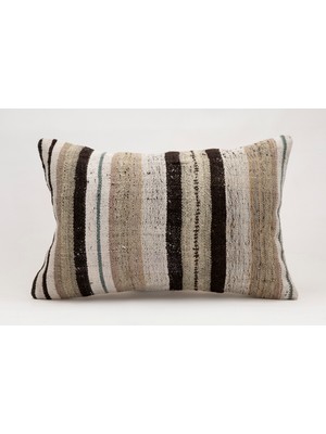 El Yapımı Kilimden Yapılmış Vintage Kırlent Kılıfı, Yün, 40X60 cm