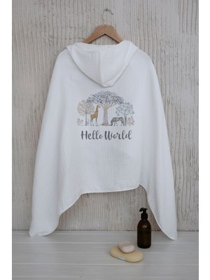 Tuğba Kuğu 4 Kat Müslin Kapüşonlu Havlu - Little Baby Serisi - Safari