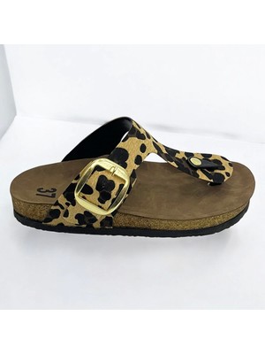 Gema Kadın Parmak Arası Leopar Terlik Yeni Sezon