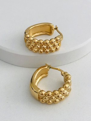 Çelik Desenli Tırtıklı Halka Küpe