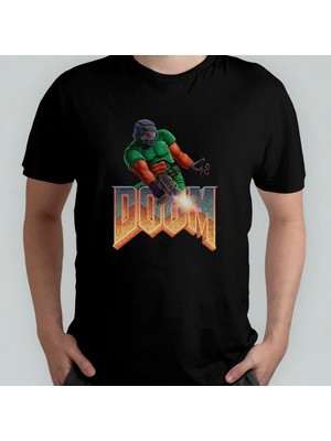 Pixxa Doom Unisex %100 Pamuklu Bisiklet Yaka T-Shirt Model 1