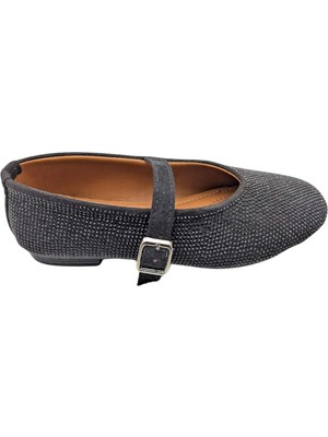 Urselene | Kadın Suni Deri Tokalı Babet - Full-Siyah - 36