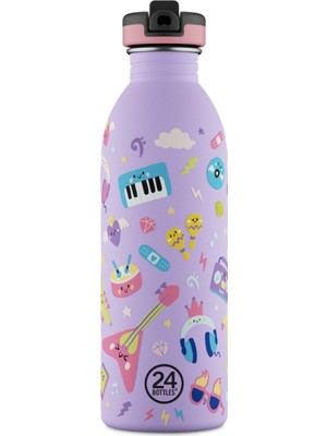 Kids Bottle Music Friends Pipetli Paslanmaz Çelik Çocuk Su Matarası 500 ml