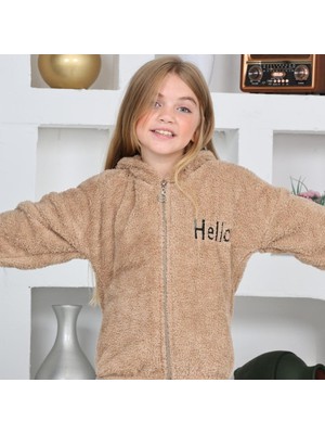 Pelüş Ceket Hello Baskılı