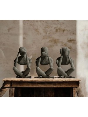 3dlab Görmedim Duymadım Bilmiyorum Figürlü Dekoratif Heykel | Modern Minimal Biblo | 3D Lab