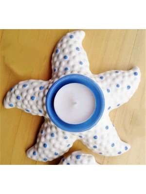 Morlalem 15cm Deniz Yıldızı Tealight Mumluk Silikon Kalıp K-422, Kokulu Taş Sabun Alçı Mum Kalıbı