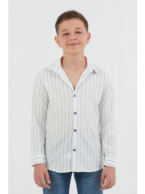 Çizgili Düğmeli Kaşkorse Erkek Çocuk Gömlek