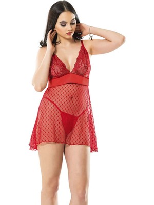 Kırmızı Dantel Gecelik - 114 - Beden L/xl Dpmah