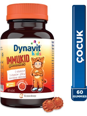 Dynavit Kids Immukid Gummies 60 Çiğnenebilir - Çocuk için C, D Vitamini,Çinko,Kara Mürver-Bağışıklık&Enerji