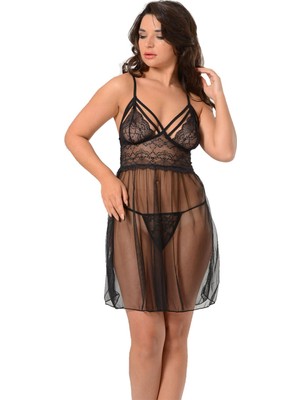 Siyah Dantel Gecelik - 684 - Beden S/m Dpmah