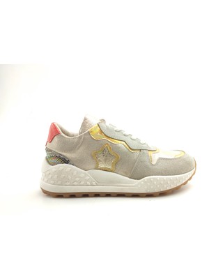 Ortoplus Deri Ortopedik Kadın Sneaker Ayakkabı ET3050 EKRU PARLAK