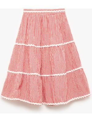 Koton Pötikareli Katlı Midi A Kesim Etek