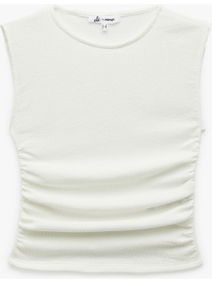 Koton Kolsuz Bisiklet Yaka Slim Fit Drapeli Bluz