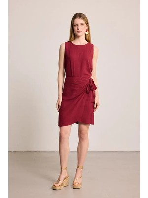 Gusto Anvelop Kesim Mini Keten Etek - Bordo