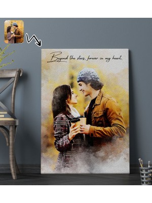 Bk Gift Kişiye Özel Sulu Boya Tasarımlı Kanvas Tablo-1 (70X100), Sevgiliye Hediye, Sevgililer Günü Hediyesi