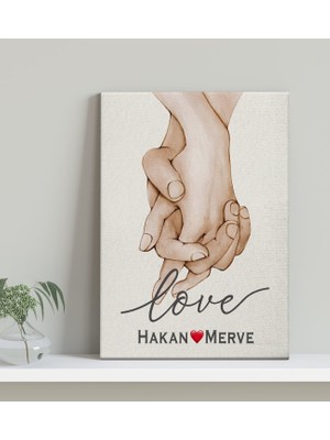 Bk Gift Kişiye Özel Sevgili El Ele Tasarımlı Kanvas Tablo-2 (30X50), Sevgiliye Hediye, Sevgililer Günü Hediyesi