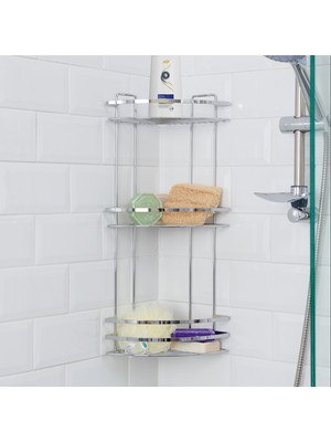 Suntel 3 Katlı Lamalı Duş Rafı - Gri