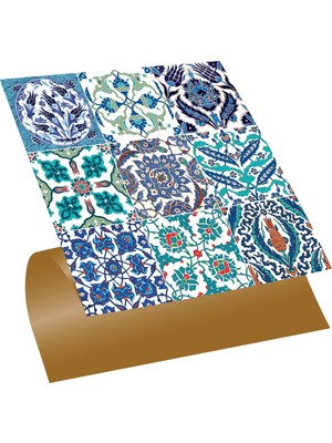 Kendinden Yapışkanlı Tezgah Arası Kaplama Çini 019 Karma Desenli Pvc Karo 30X30 cm (33 Adet) 3m2