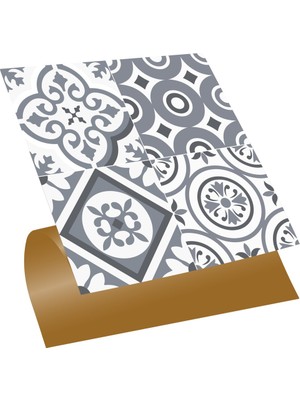 Kendinden Yapışkanlı Mutfak Kaplama Geometrik 010 Karma Desenli Pvc Karo 30X30 cm (33 Adet) 3m2