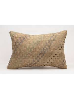 El Yapımı Kilimden Yapılmış Vintage Kırlent Kılıfı, Yün, 40X60 cm