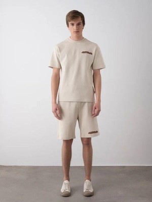 Erkek Çocuk Sırt Baskılı Pamuklu Oversize T-Shirt Şort Takım