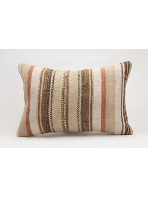 El Yapımı Kilimden Yapılmış Vintage Kırlent Kılıfı, Yün, 40X60 cm