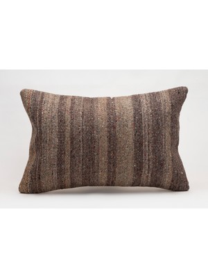 El Yapımı Kilimden Yapılmış Vintage Kırlent Kılıfı, Yün, 40X60 cm