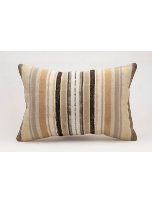 El Yapımı Kilimden Yapılmış Vintage Kırlent Kılıfı, Yün, 40X60 cm